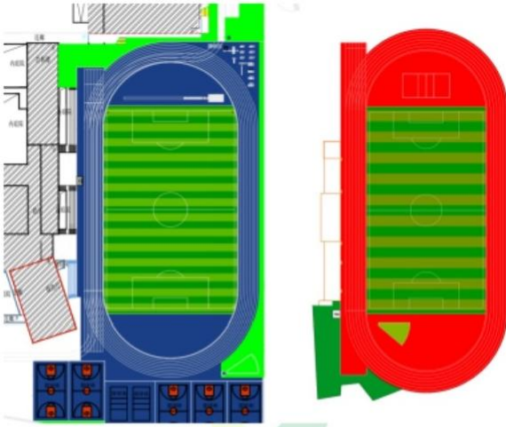 CAD drawing preview of the football pitch artificial turf layout plan
