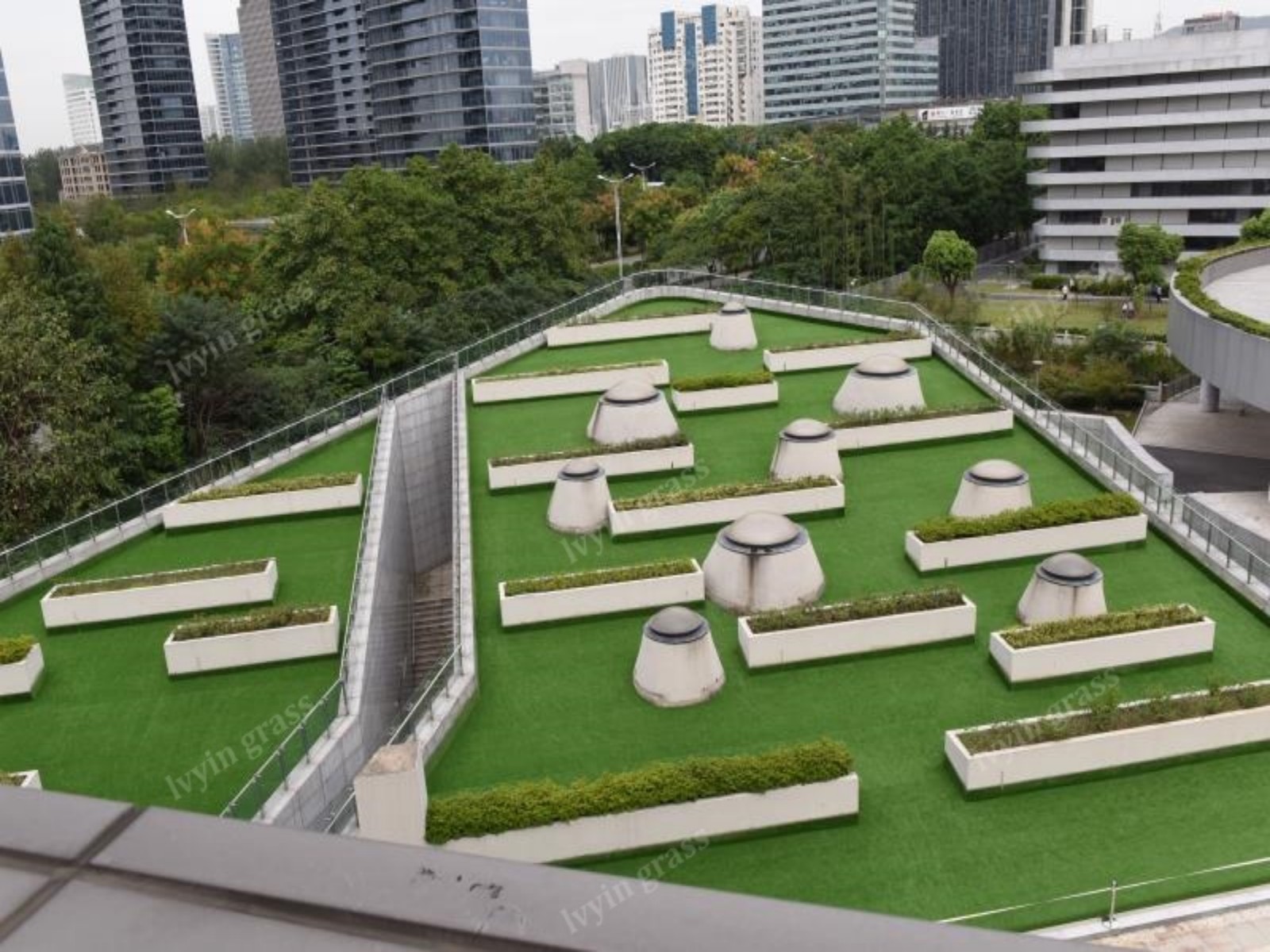Commercial artificial turf installed on school rooftop